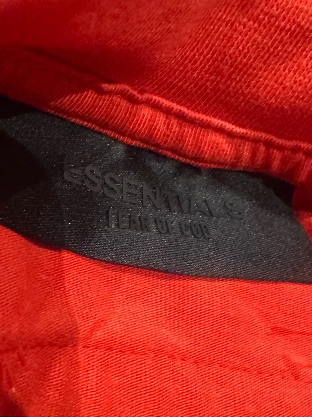 Fear of God Men’s Essentials Red Tee with Raised Font Size Large NWOT - Picture 7 of 9